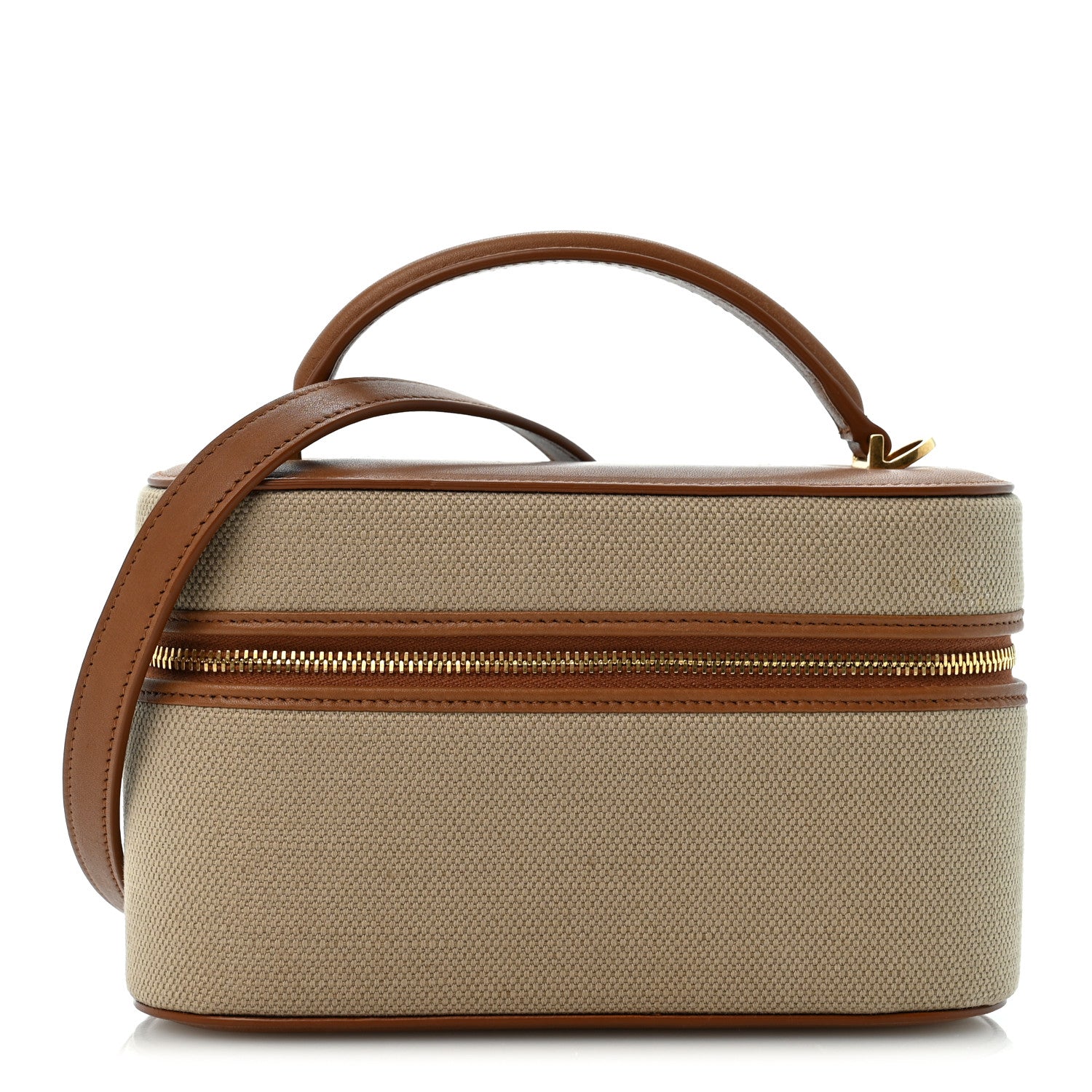 Saint Laurent Canvas Calfskin Mini Gaby Vanity Case Desert Dust Brick 1 of 12