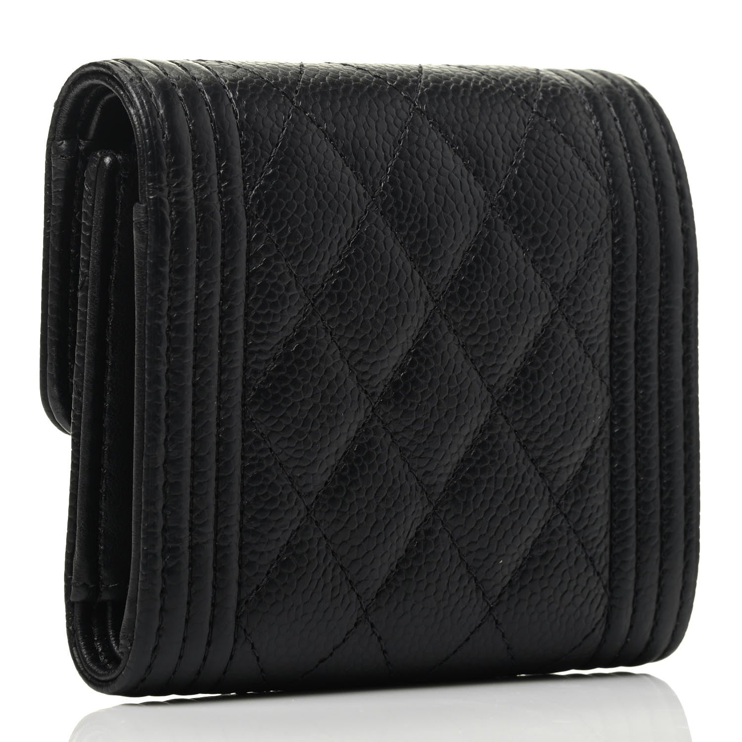 Chanel Caviar Quilted Compact Boy Wallet Black 2 of 3
