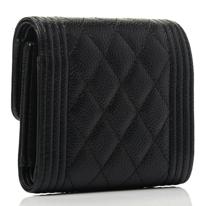 Chanel Caviar Quilted Compact Boy Wallet Black 2 of 3