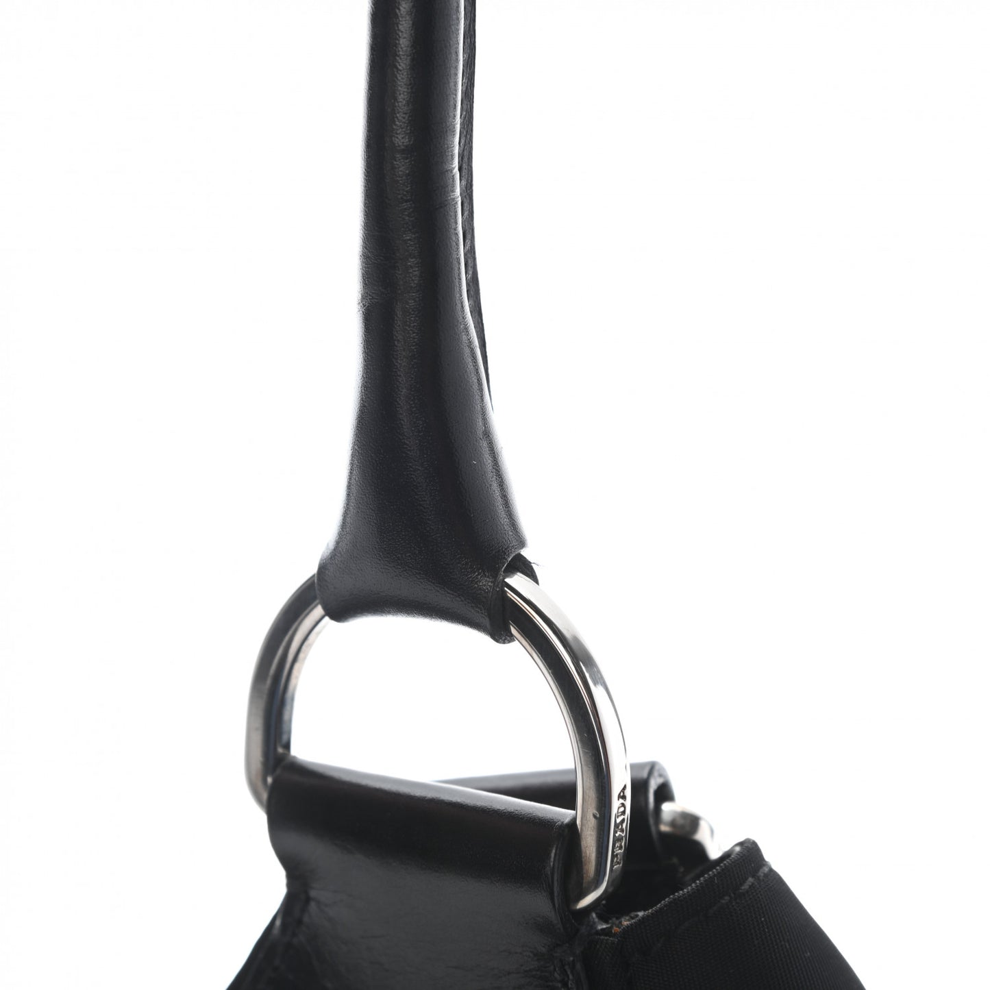 Nylon Calfskin Buckle Shoulder Bag Black