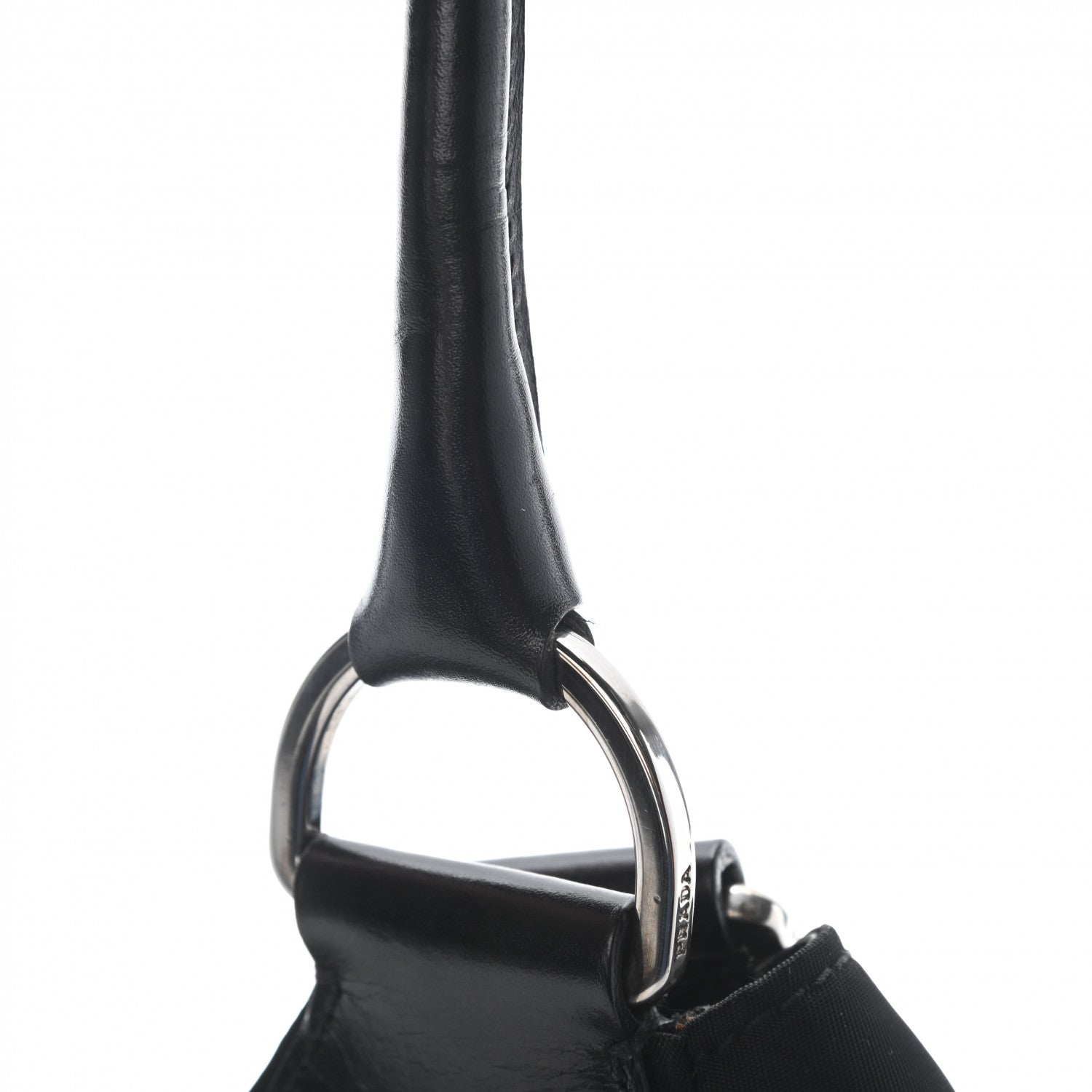 Prada Nylon Calfskin Buckle Shoulder Bag Black 11 of 14