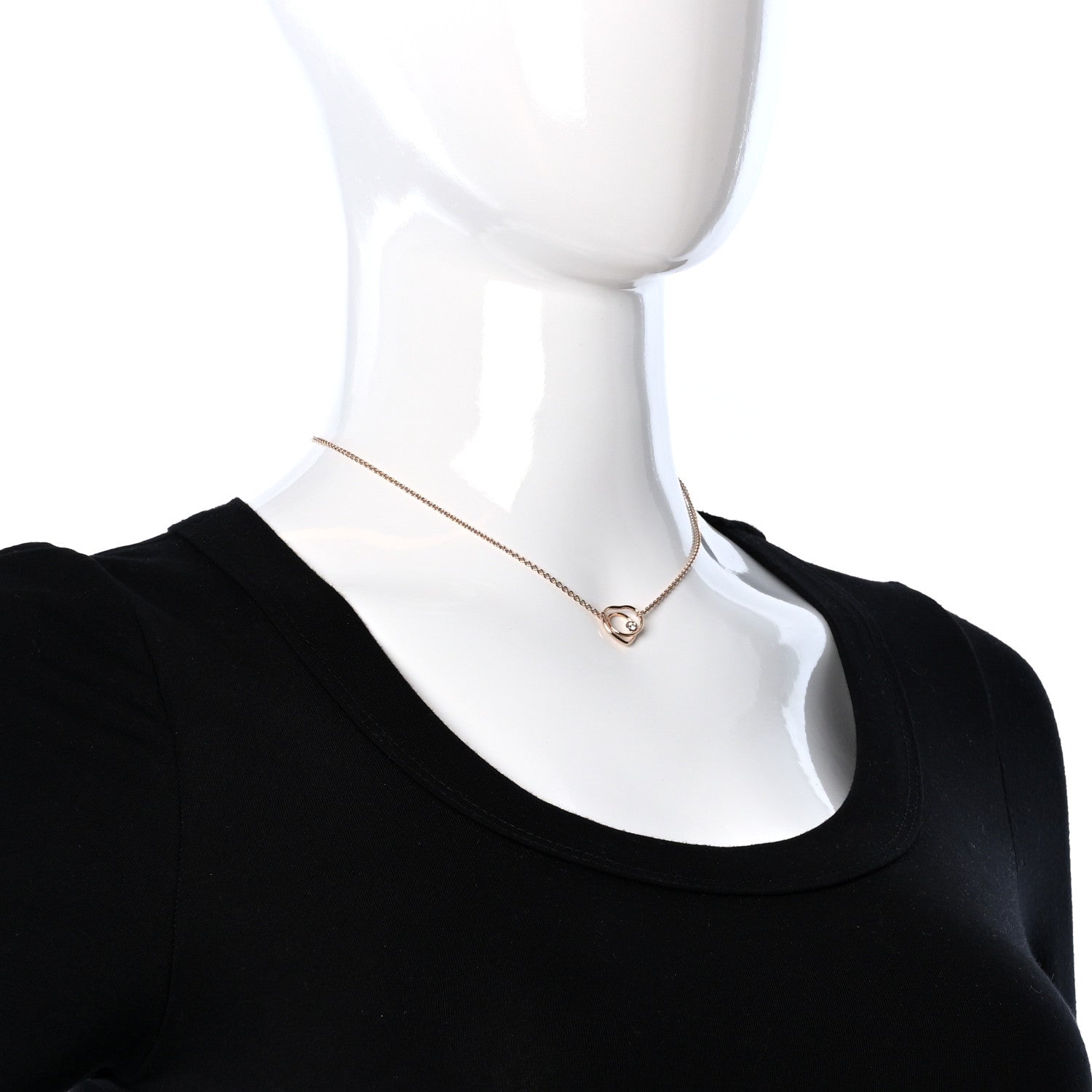Hermes 18K Rose Gold Diamond TPM Vertige Coeur Necklace SH 3 of 7