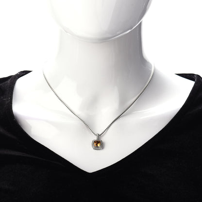 David Yurman Sterling Silver Diamond Citrine 7mm Petite Albion Pendant Necklace 2 of 4