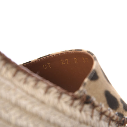 Valentino Garavani Canvas Leopard Print Rockstud Ankle Wrap Espadrille Flatform Sandals 37 Brown 8 of 13