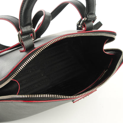 Prada Saffiano Lux Promenade Backpack Black Rosso 5 of 9