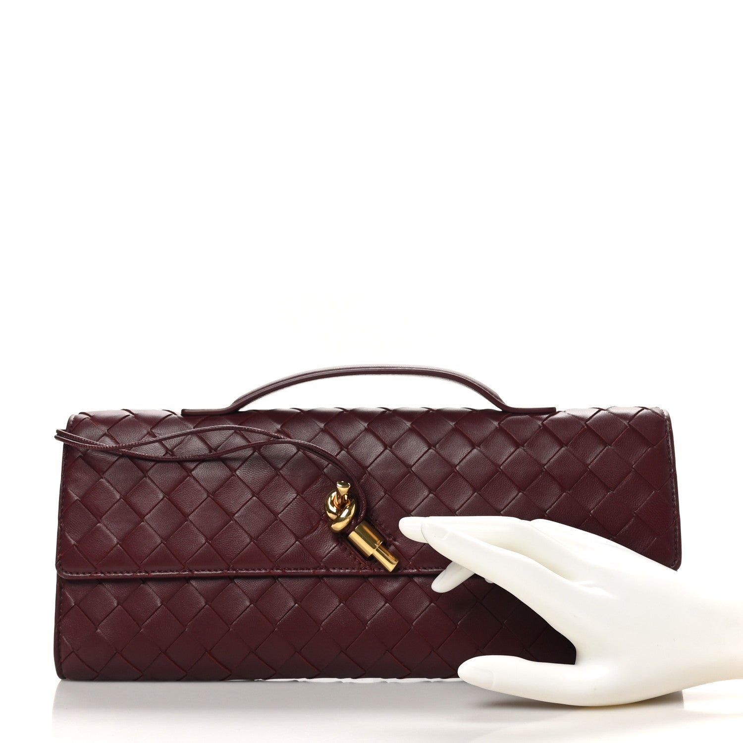 Bottega Veneta Nappa Intrecciato Long Andiamo Top Handle Clutch Barolo 2 of 7