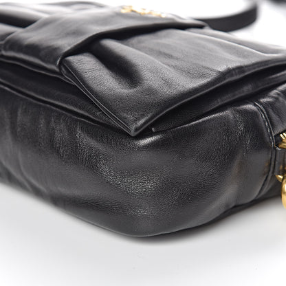 Prada Glace Calfskin Zippers Bow Clutch Black 9 of 9