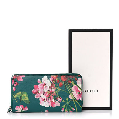 Gucci Calfskin Blooms Print Zip Around Wallet Bright Emerald Multicolor 11 of 11