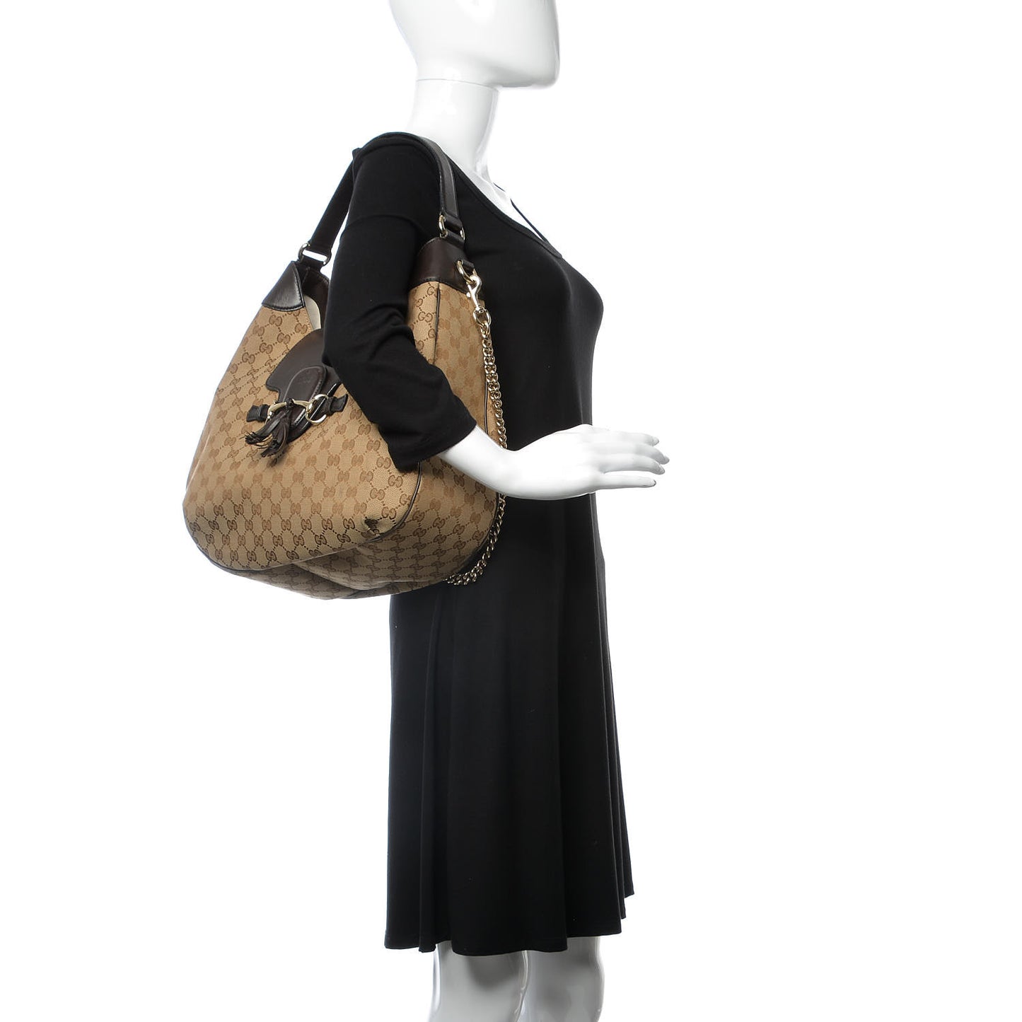 Monogram Margaux Calfskin Medium Emily Hobo Beige Ebony Cocoa