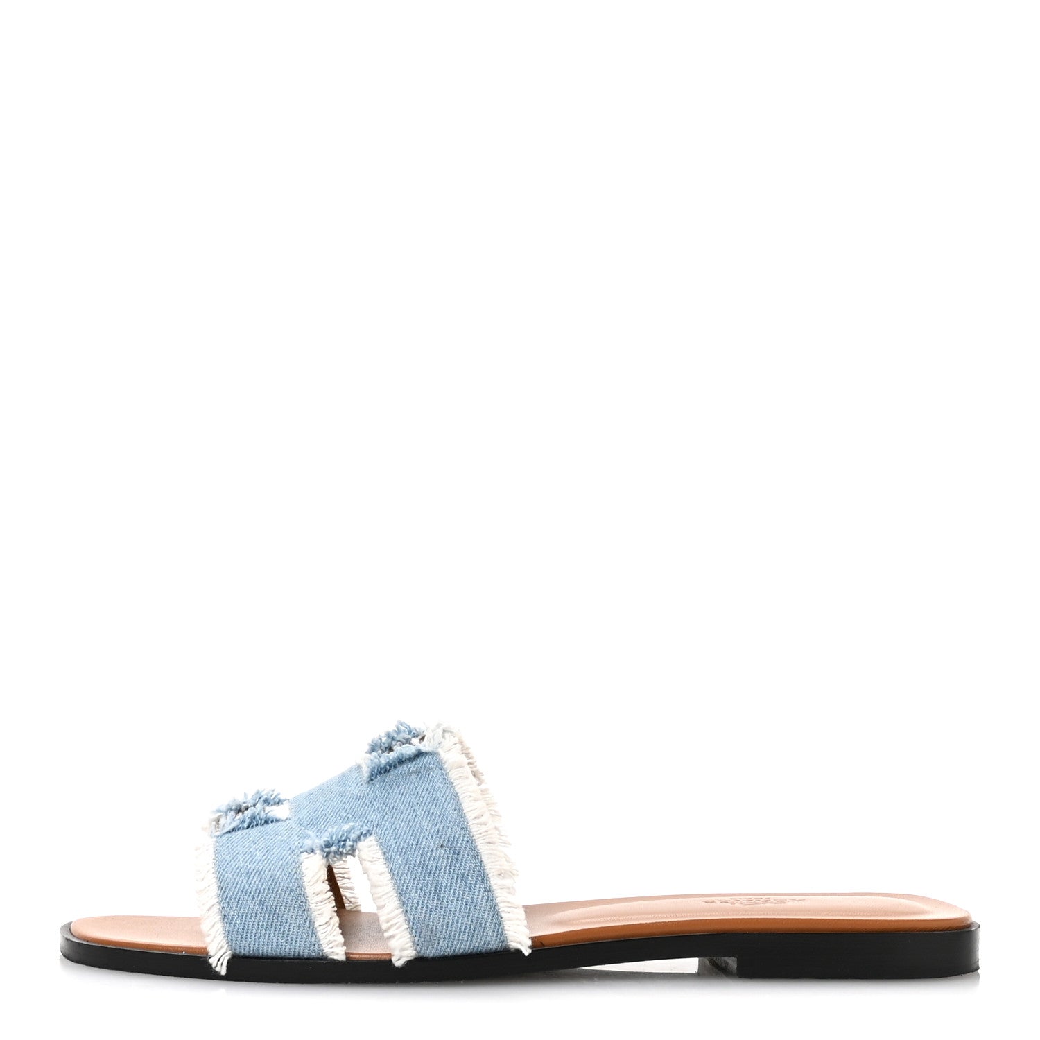 Hermes Denim Oran Fringe Sandals 40 Bleu Clair 1 of 9