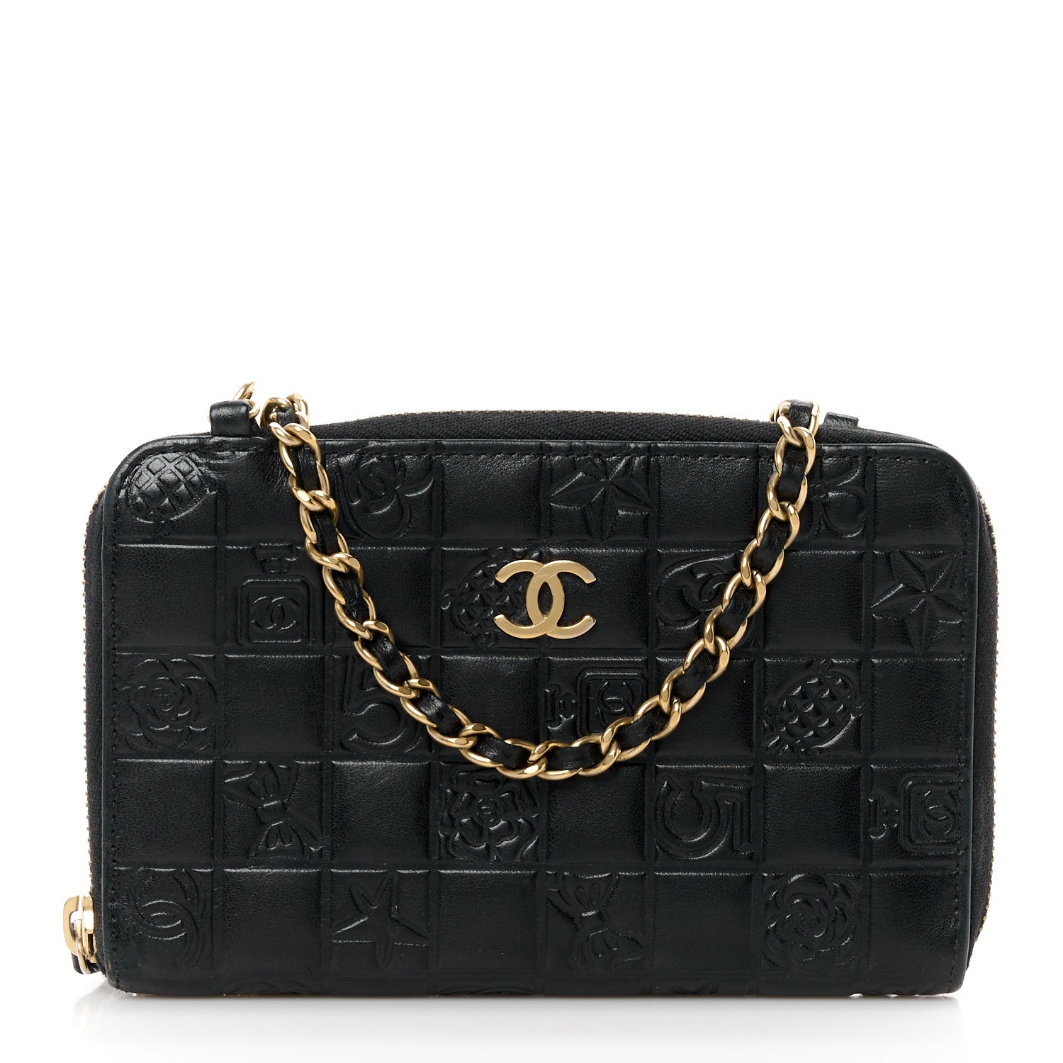 Chanel Lambskin Lucky Charms Symbols Wallet on Chain WOC Black 1 of 12