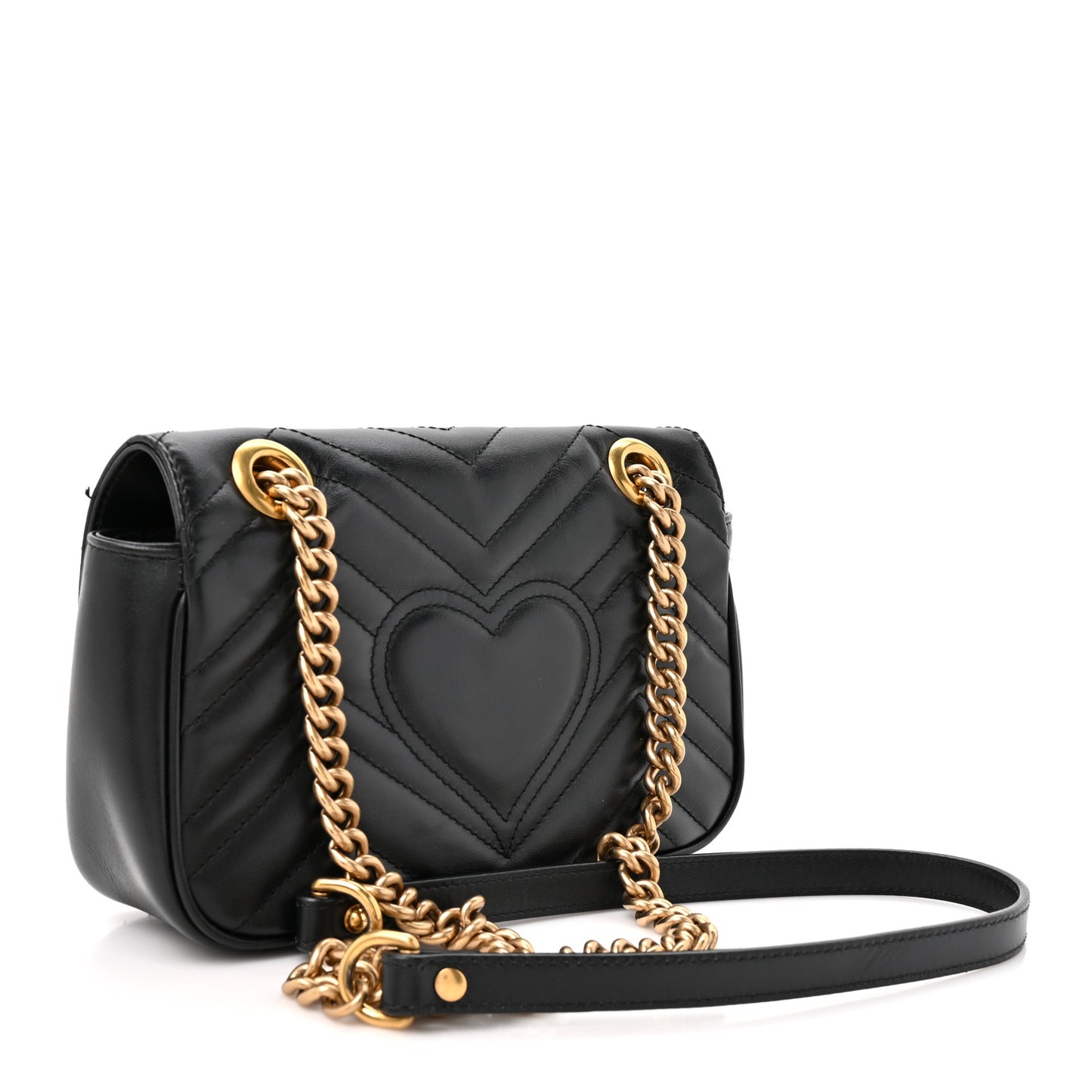 Calfskin Matelasse Mini GG Marmont Shoulder Bag Black