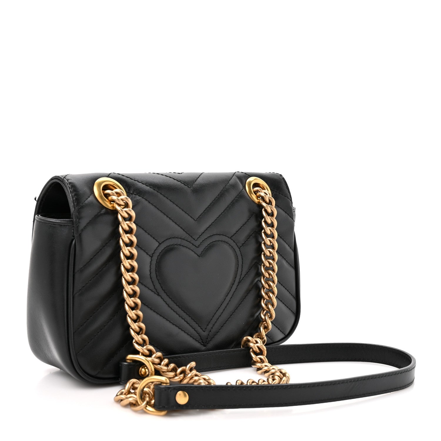 Gucci Calfskin Matelasse Mini GG Marmont Shoulder Bag Black 3 of 13