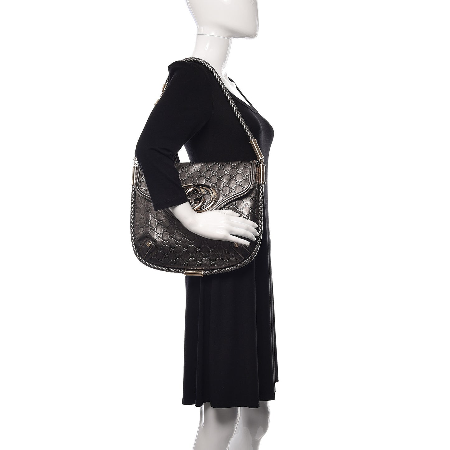 Guccissima Britt Tassel Shoulder Bag Gunmetal