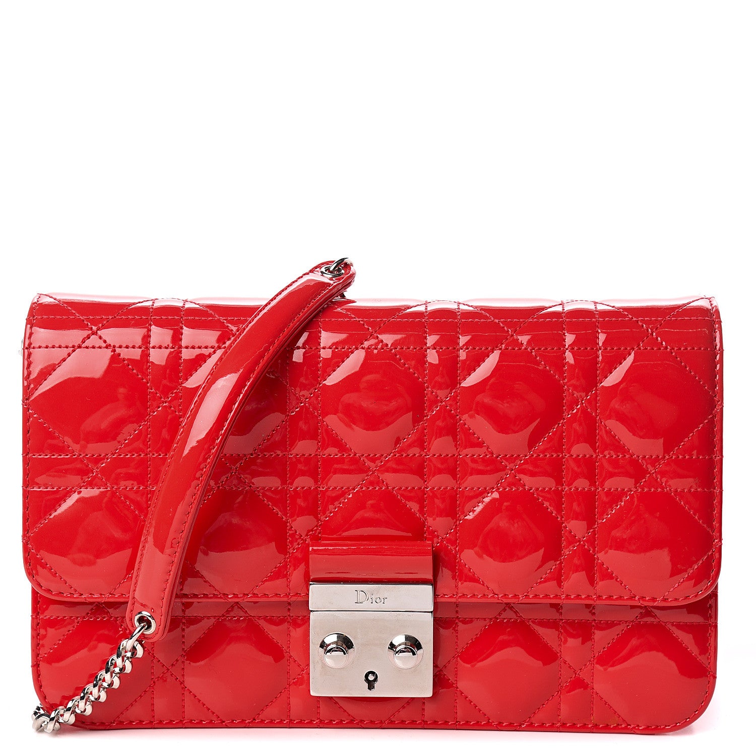 Christian Dior Patent Cannage Miss Dior Promenade Pouch Red 1 of 10