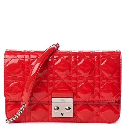Christian Dior Patent Cannage Miss Dior Promenade Pouch Red 1 of 10