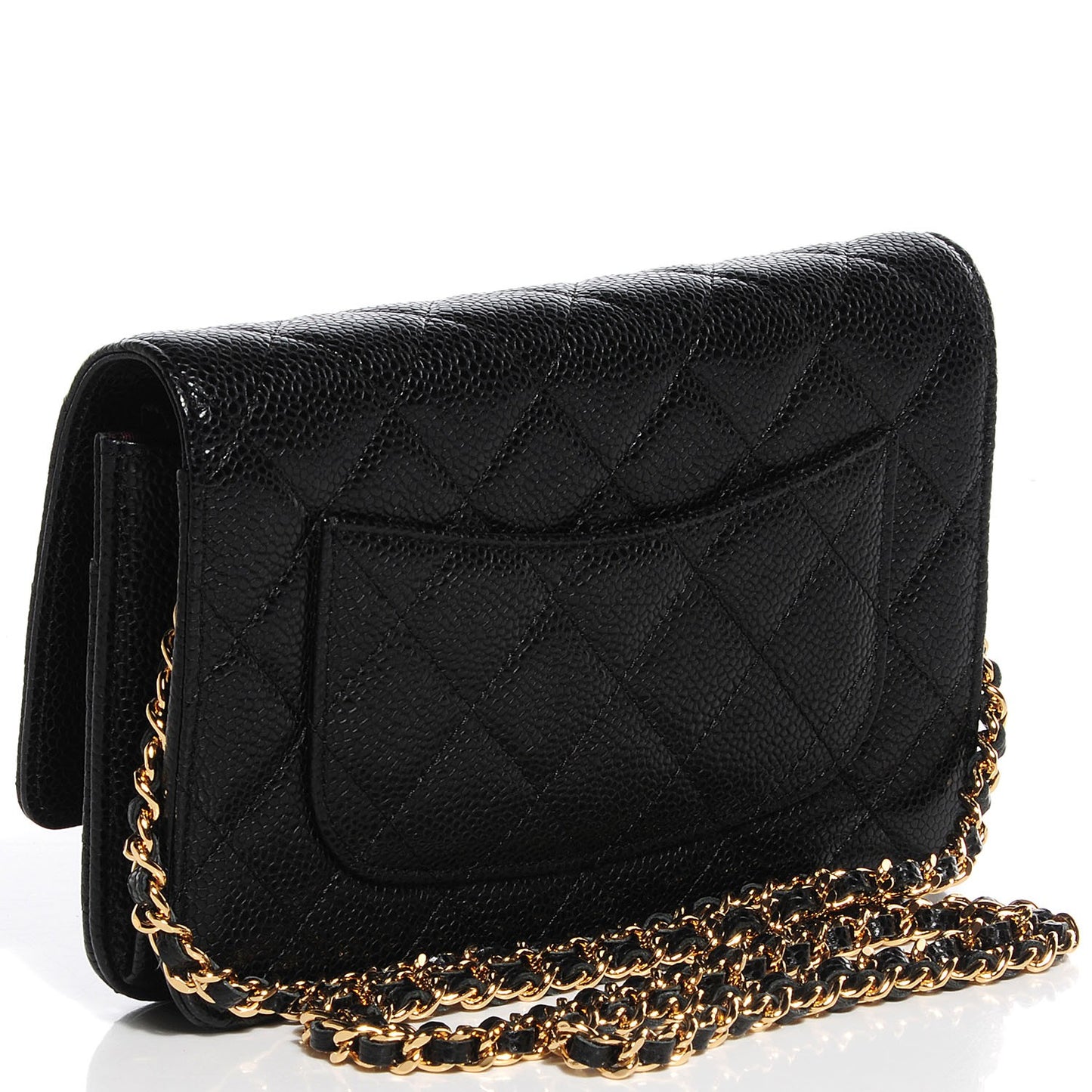 Caviar Quilted Wallet On Chain WOC Black