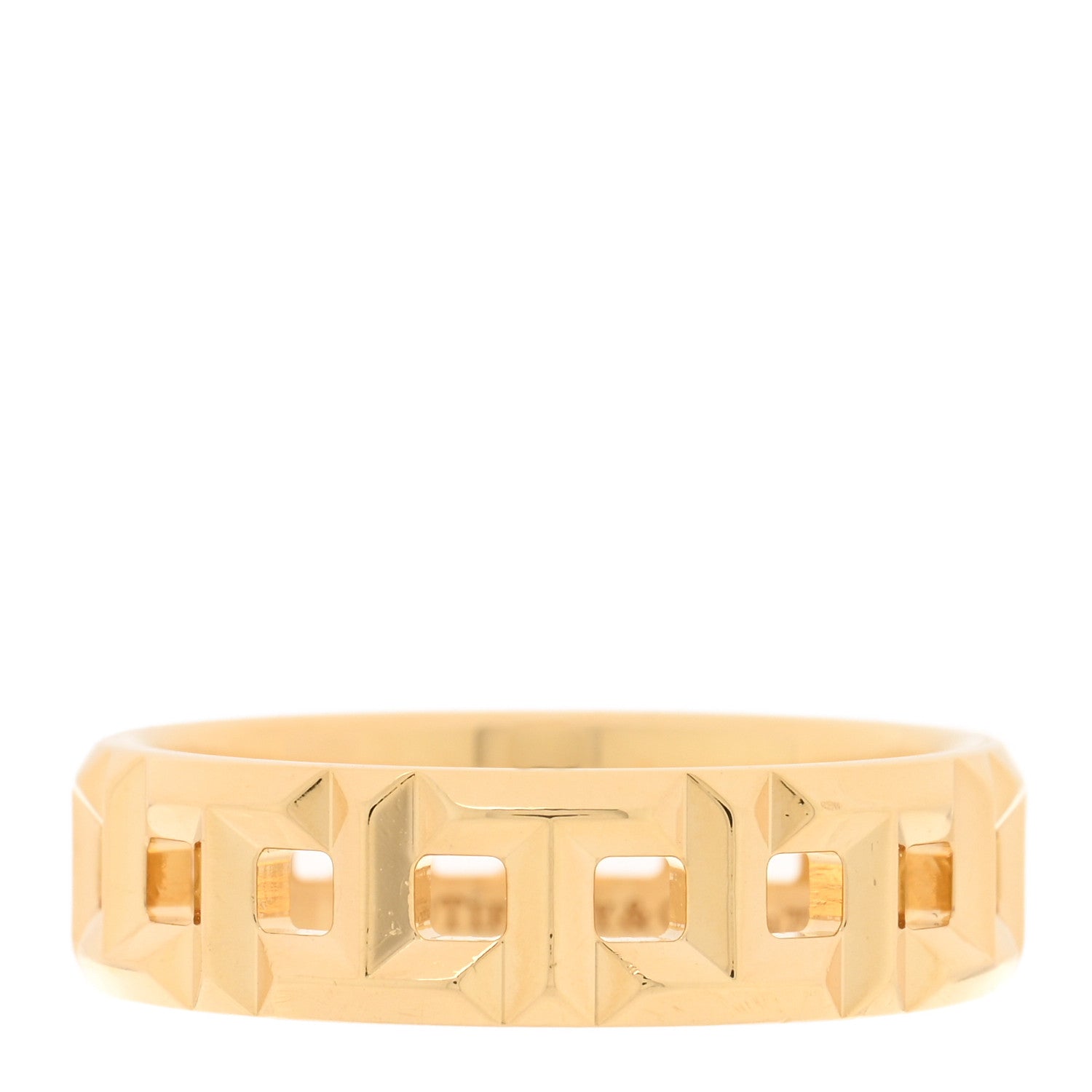Tiffany 18K Yellow Gold Wide T True Ring 54 7 3 of 5