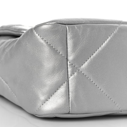 Chanel Metallic Goatskin Quilted Large Chanel 19 Flap Silver 8 of 10