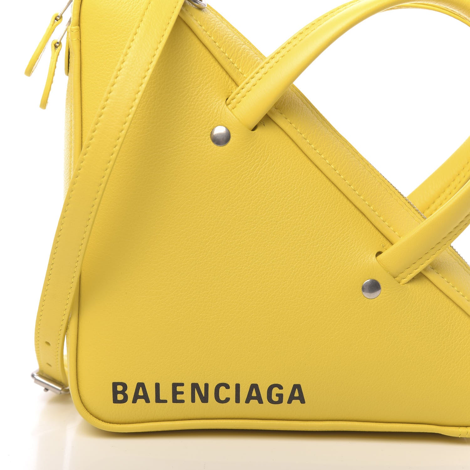 Balenciaga Shiny Day Calfskin Logo XS Triangle Duffle Jaune Black 11 of 11