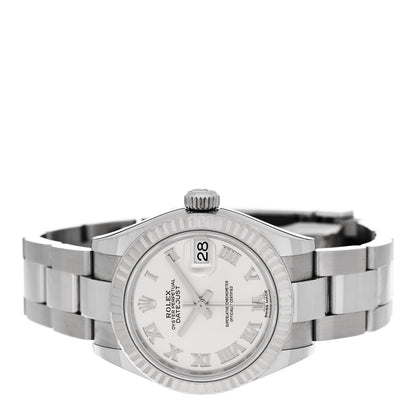 Rolex Stainless Steel 18K White Gold 28mm Oyster Perpetual Datejust Watch Silver Roman 279174 2 of 5