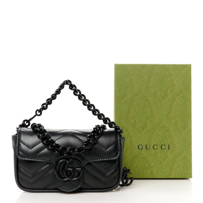 Gucci Calfskin Matelasse Monochrome GG Marmont Chain Belt Bag Black 11 of 11