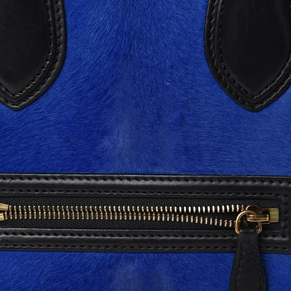 Celine Pony Hair Mini Tri-Color Luggage Royal Blue 10 of 22
