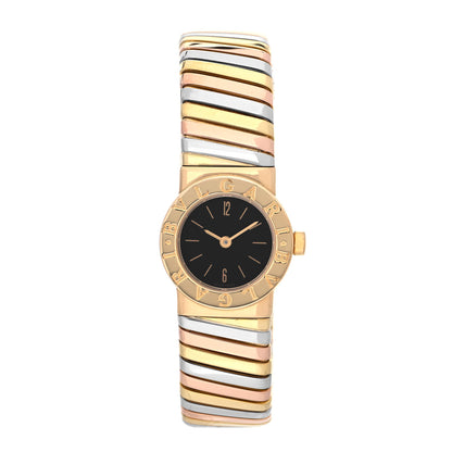 Bulgari 18K Rose Yellow White Gold 19mm Tubogas Quartz Watch Black 1 of 4