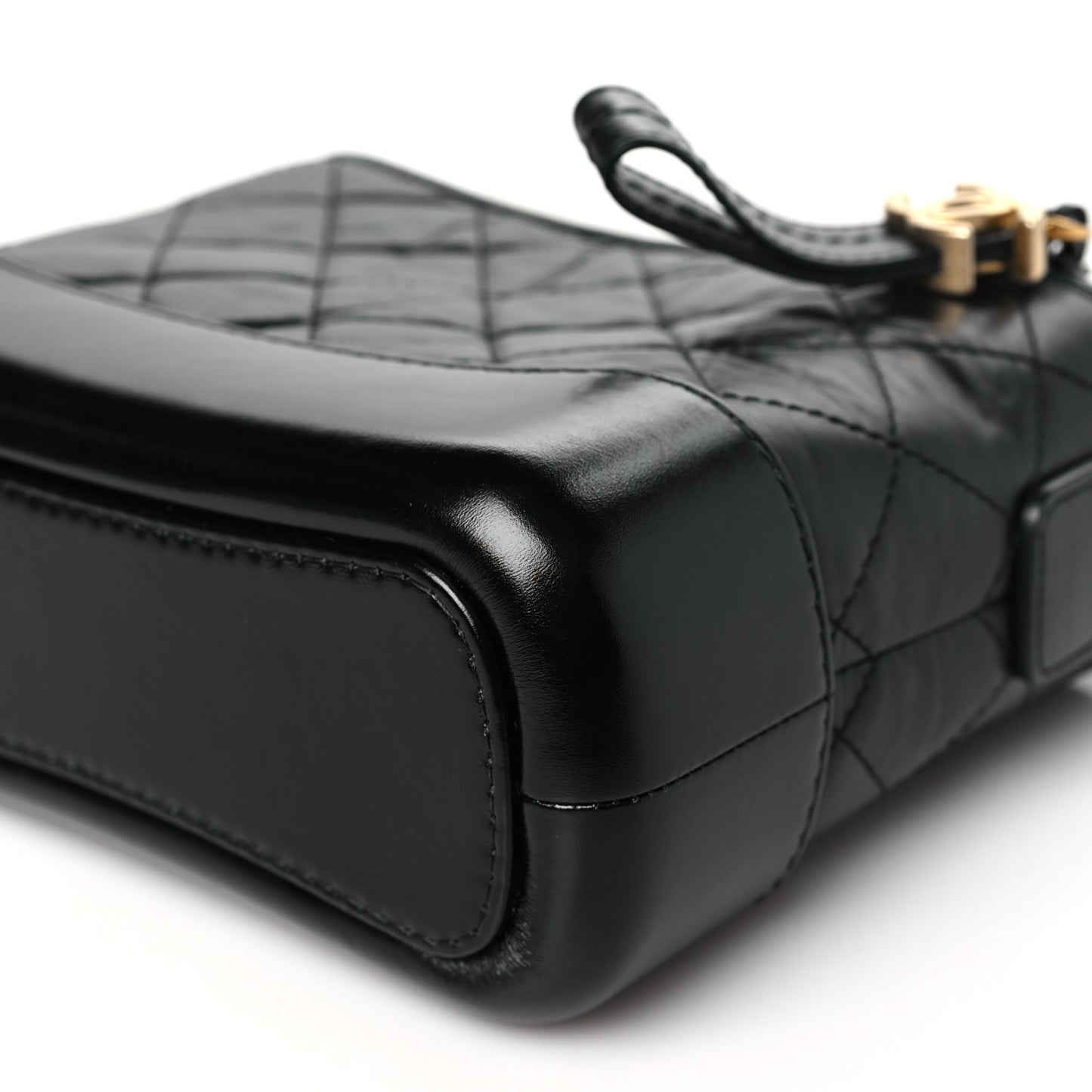 Aged Calfskin Quilted Small Gabrielle Hobo Black