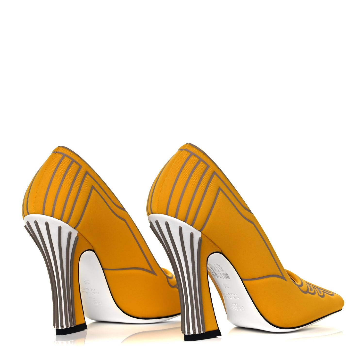 Fendi Stretch Fabric FFreedom Decollette Pumps 36 Rabat Desert 4 of 7