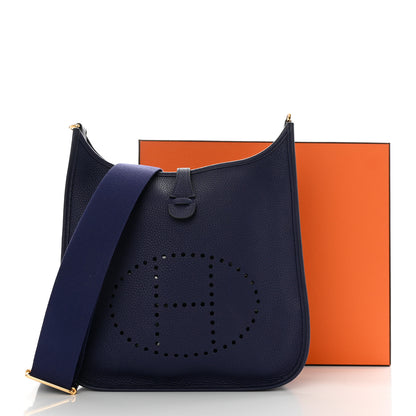 Hermes Taurillon Clemence Evelyne III PM Bleu Encre 12 of 12