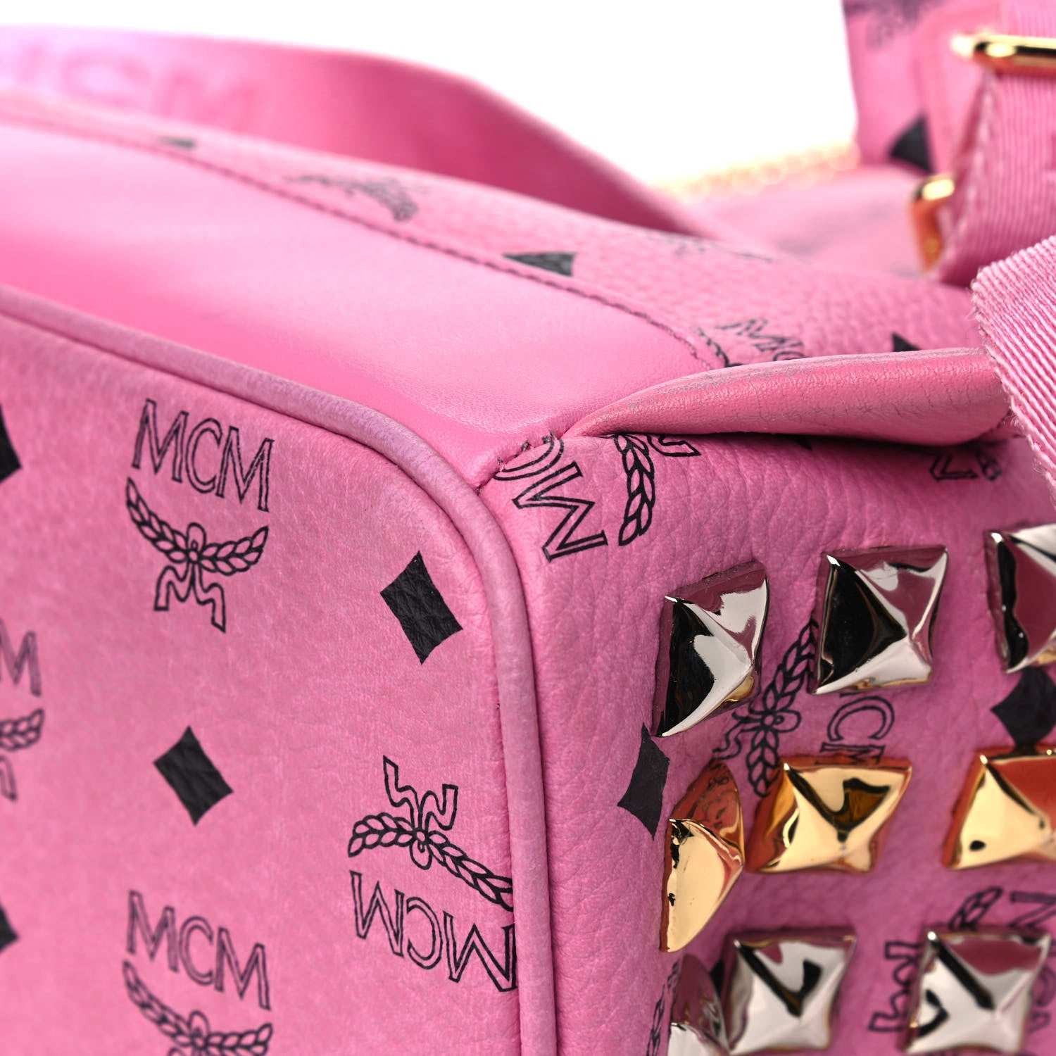 MCM Visetos Studded Medium Stark M Backpack Pink 10 of 10