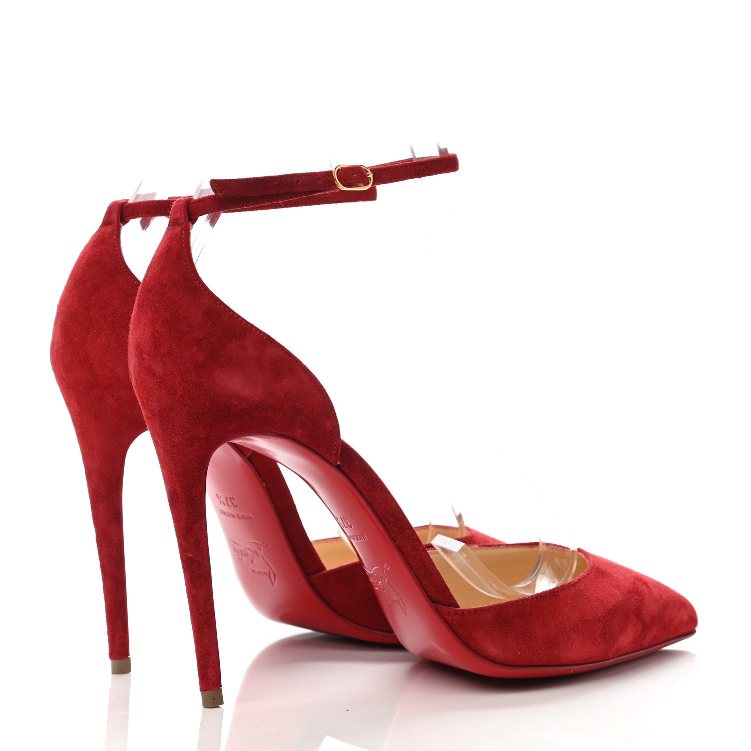 Christian Louboutin Veau Velours Uptown 100 Pumps 37.5 Carmin 3 of 4