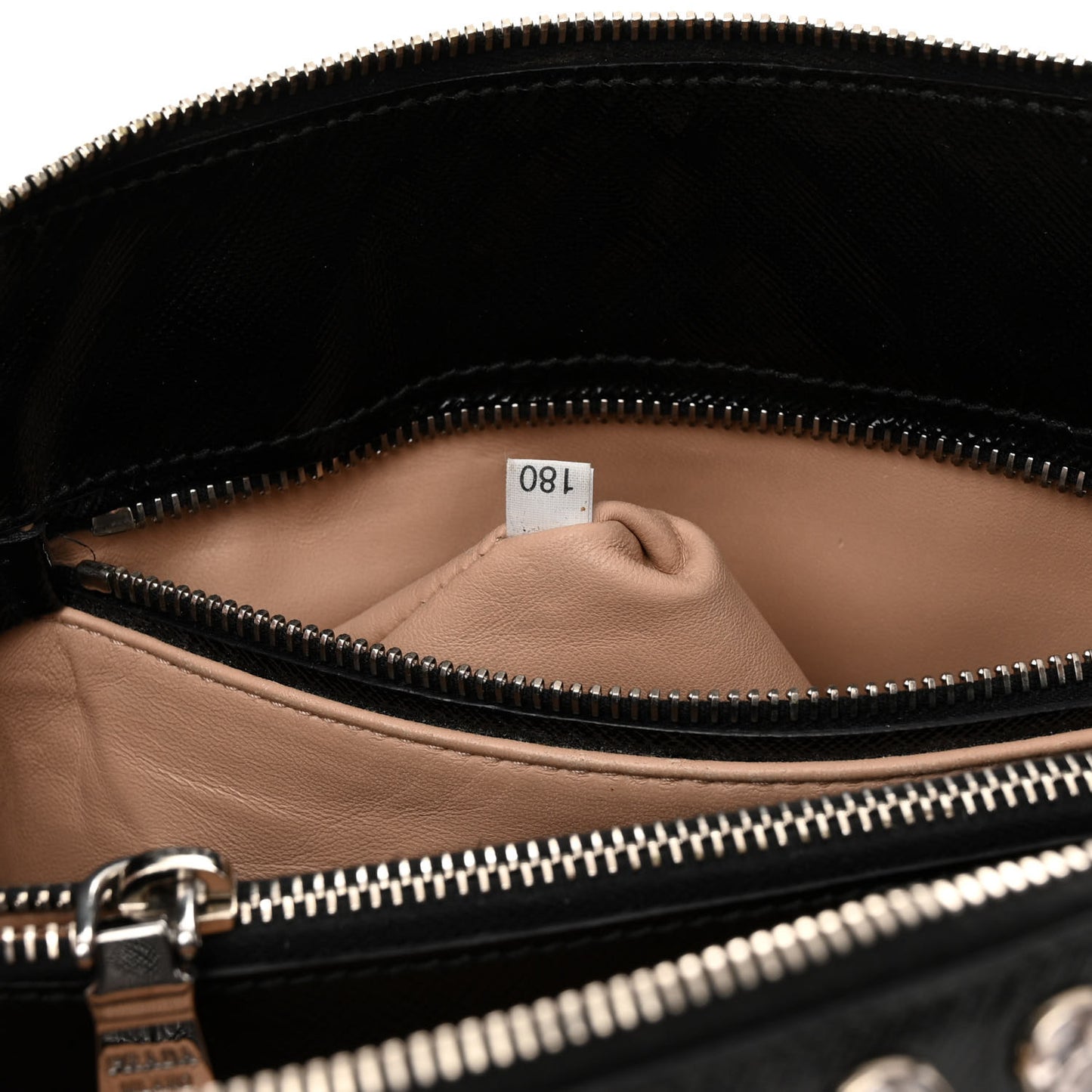 Saffiano Vernice Small Crystal Pyramid Bag Black