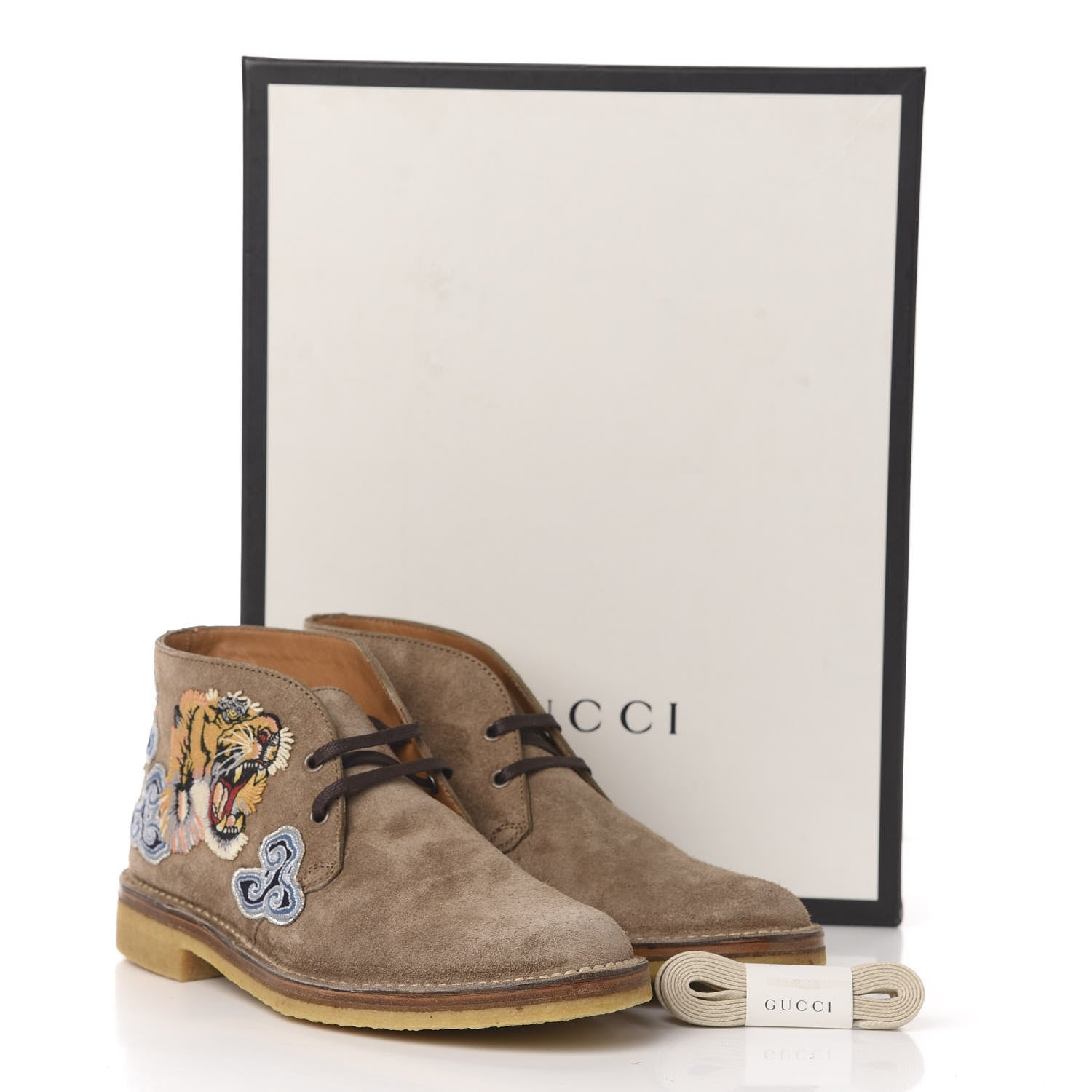 Gucci Suede Tiger Mens Chukka Boot 5 Ardesia 9 of 9