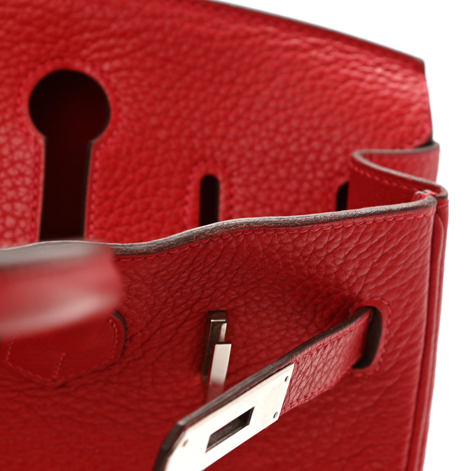 Hermes Taurillon Clemence Birkin 30 Rouge Casaque 11 of 17
