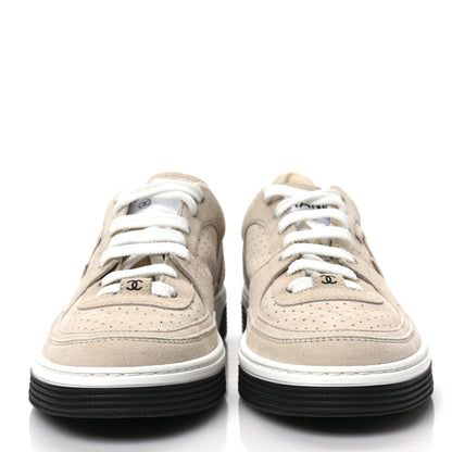 Chanel Suede Womens CC Sneakers 37 Light Beige 2 of 8