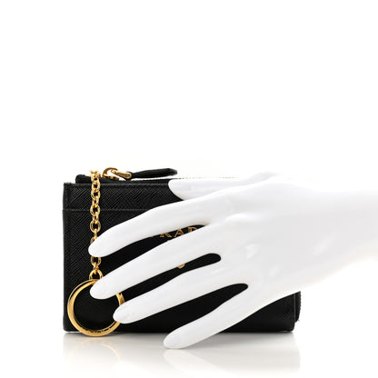 Prada Saffiano Metal Zip Around Keychain Black 2 of 8
