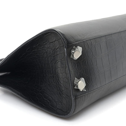 Jimmy Choo Crocodile Embossed Calfskin Riley Tote Black 8 of 10