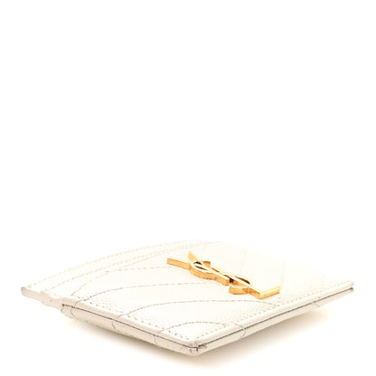 Saint Laurent Grain De Poudre Matelasse Chevron Monogram Credit Card Case Crema Soft 4 of 8