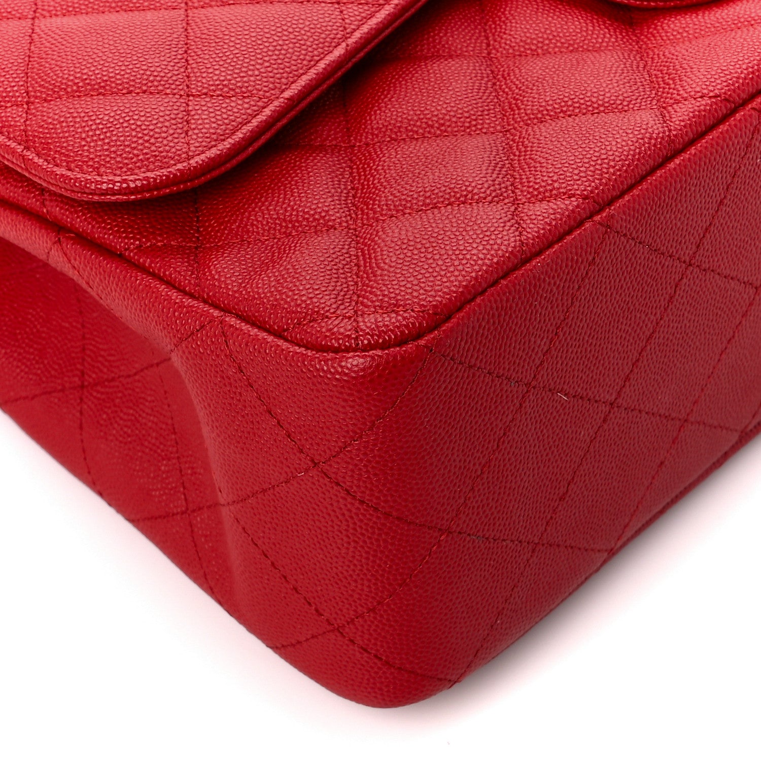 Chanel Caviar Quilted Jumbo Double Flap Red 10 of 11