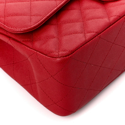 Chanel Caviar Quilted Jumbo Double Flap Red 10 of 11