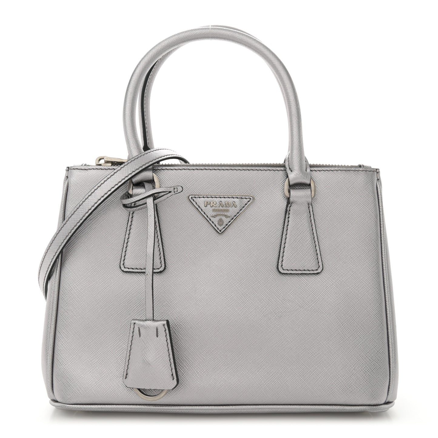 Saffiano Lux Small Galleria Double Zip Tote Cromo