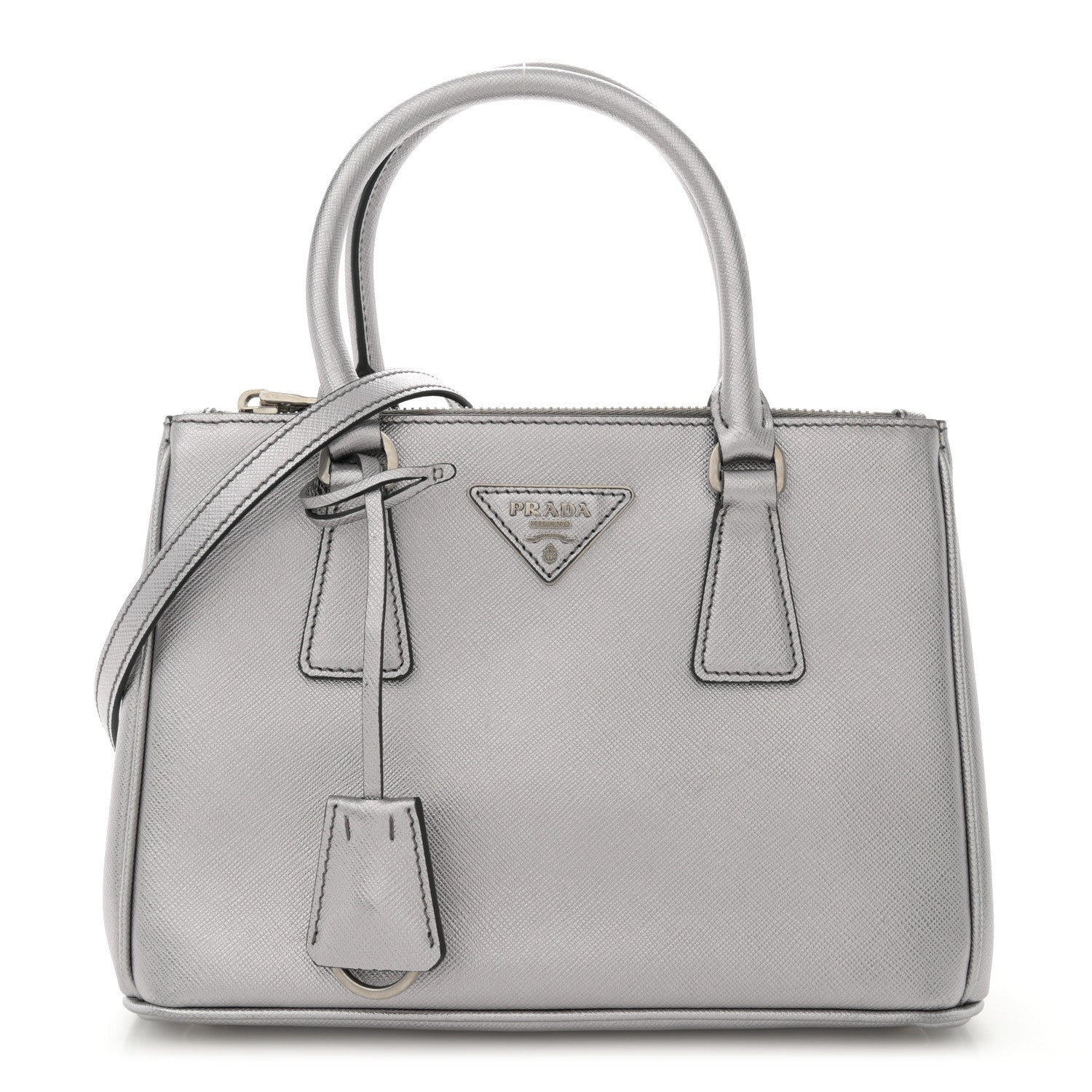 Prada Saffiano Lux Small Galleria Double Zip Tote Cromo 1 of 11
