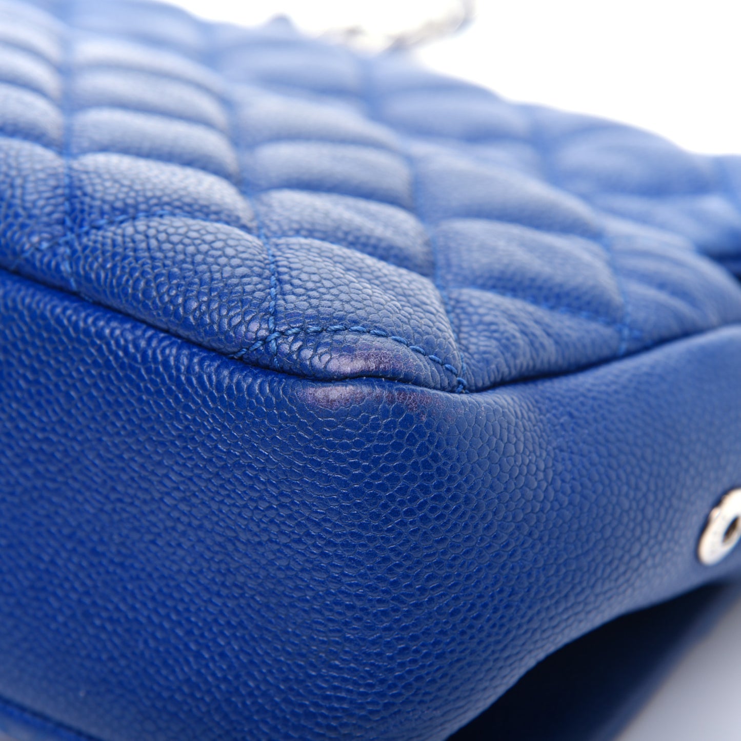 Caviar Quilted Jumbo Easy Flap Blue