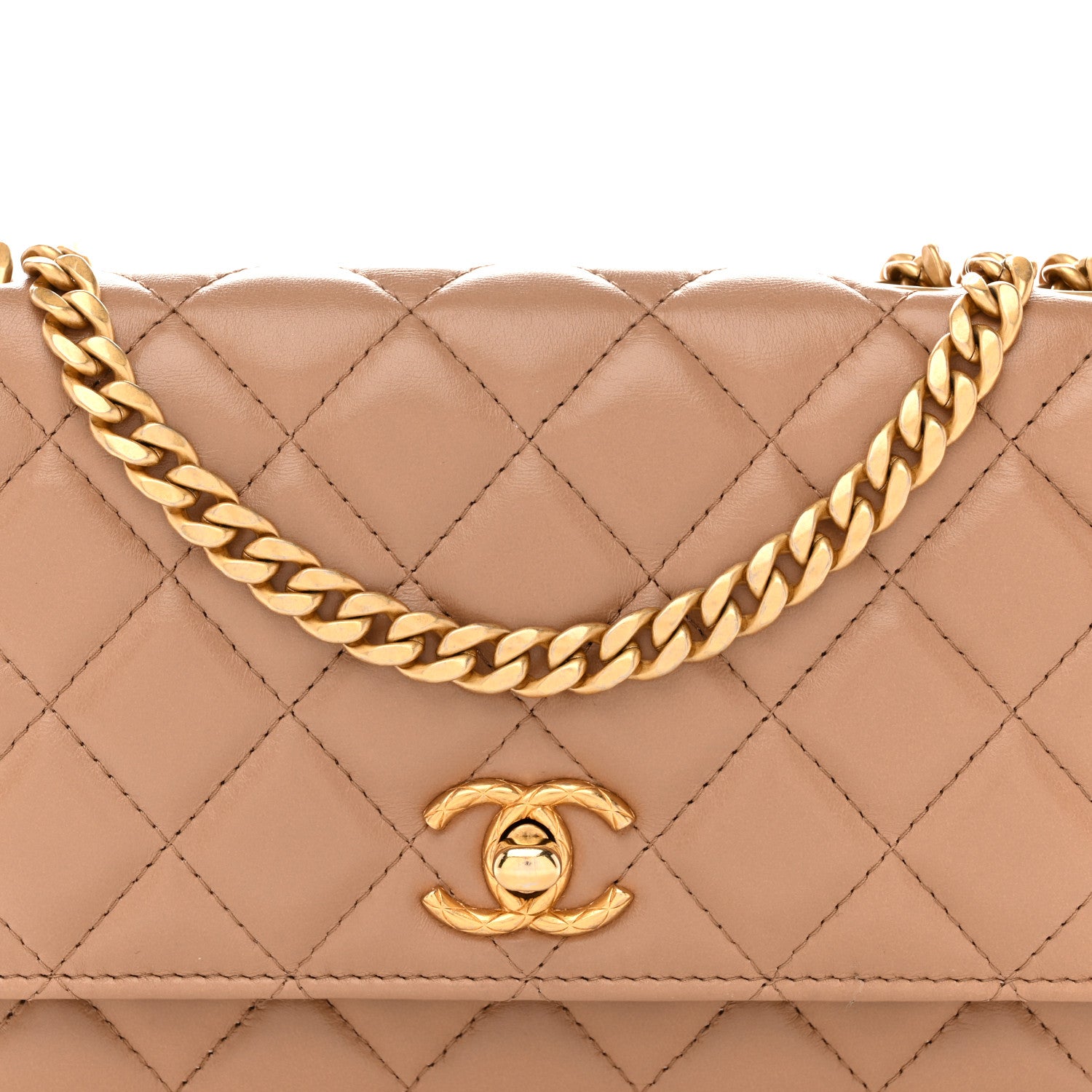 Chanel Calfskin Quilted Perfect Fit Wallet On Chain WOC Beige 9 of 16
