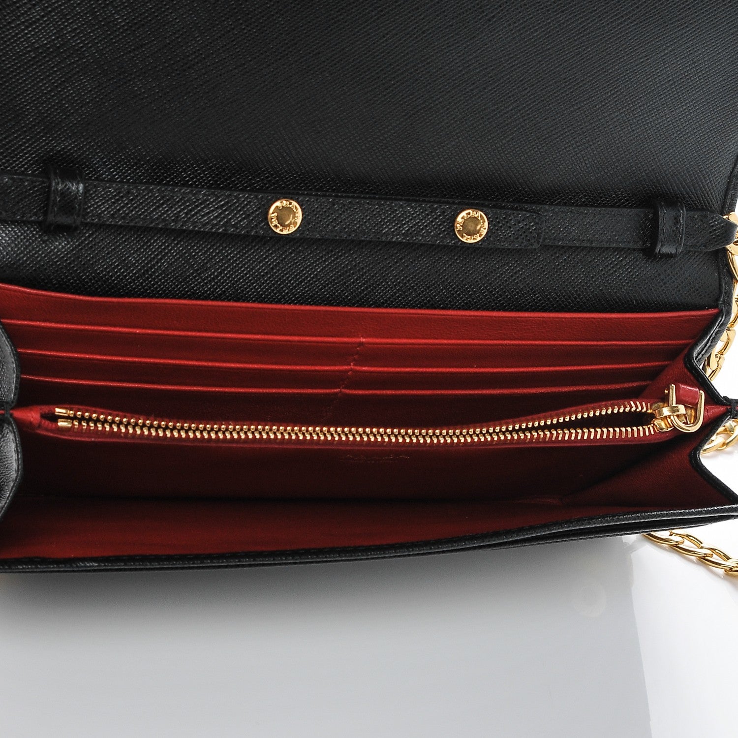 Prada Saffiano Lux Chain Wallet Nero Black 5 of 6