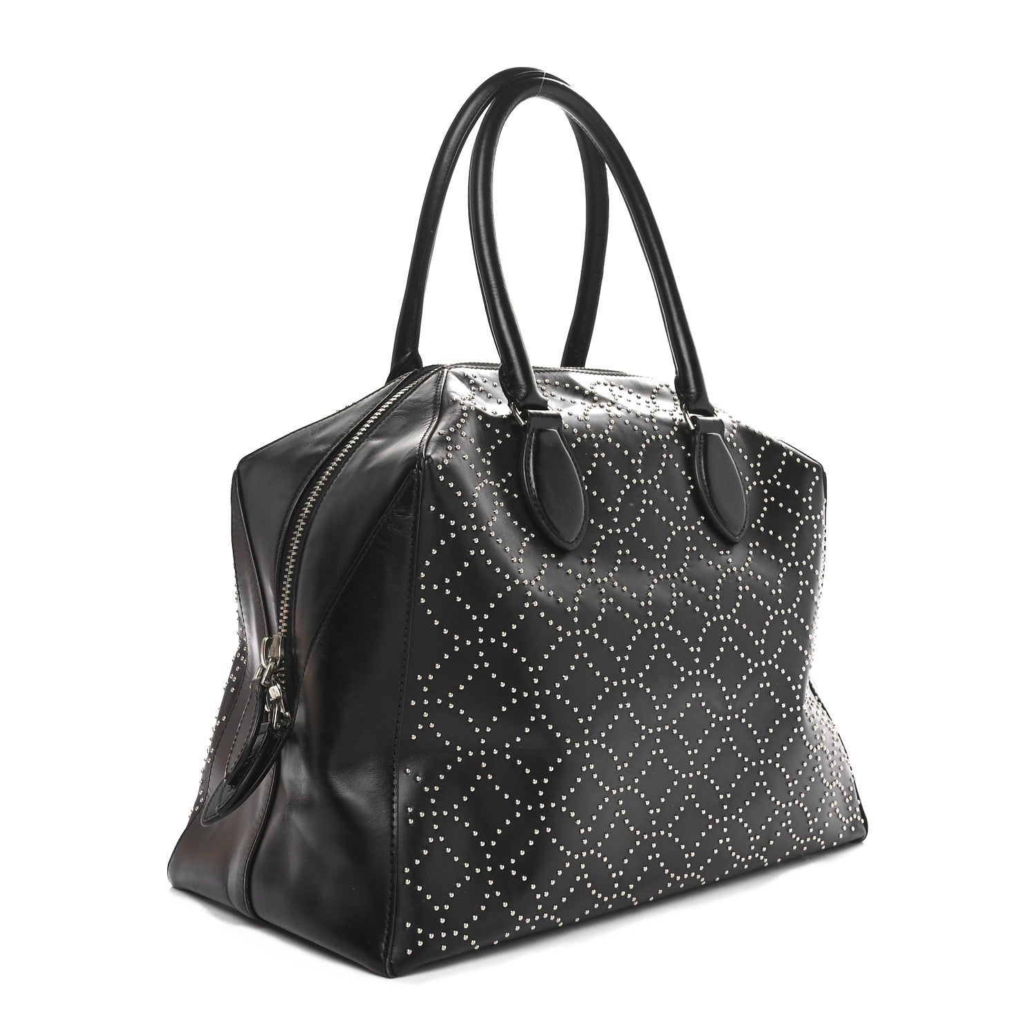 Alaia Calfskin Arabesque Studded Top Handle Bag Black 3 of 12