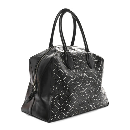 Alaia Calfskin Arabesque Studded Top Handle Bag Black 3 of 12