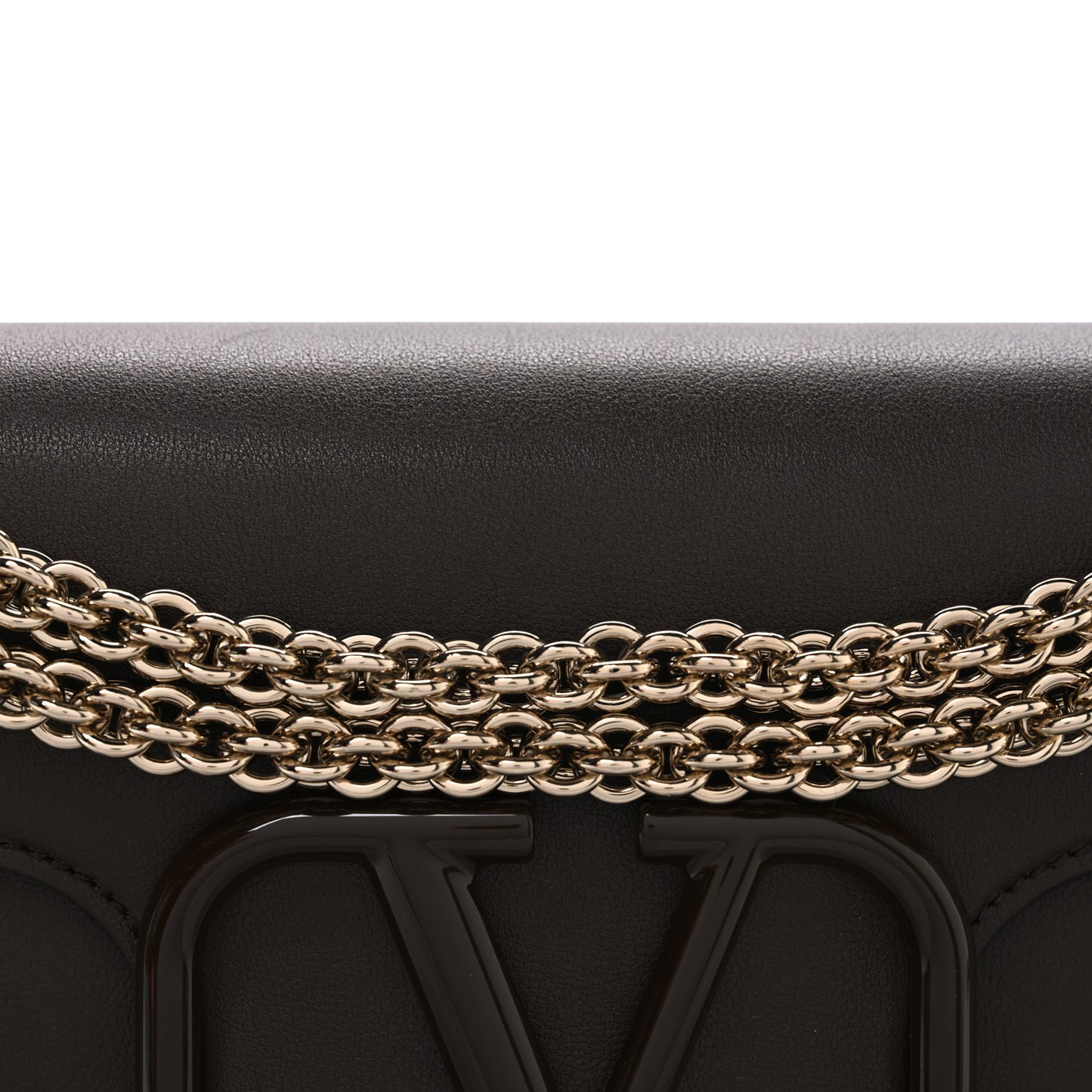 Calfskin Enamel Vlogo Loco Shoulder Bag Fondant